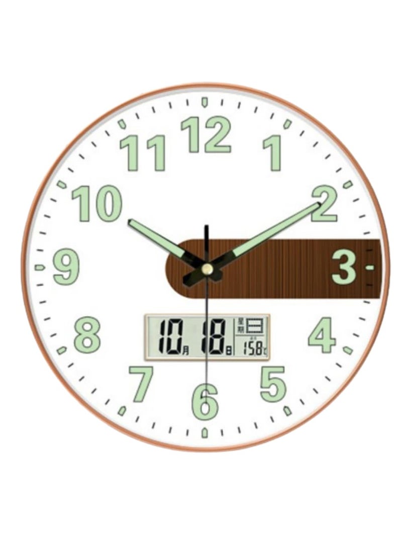 GRACIOUS MART GRACIOUS MART 12Inch Night Silent Wall Clock in Radium Glow Functional NonTicking Battery Operated Wall Clock with Big Solid Numbers for Easy to Read Day and Night Radium C Wood Digital  - Image 2