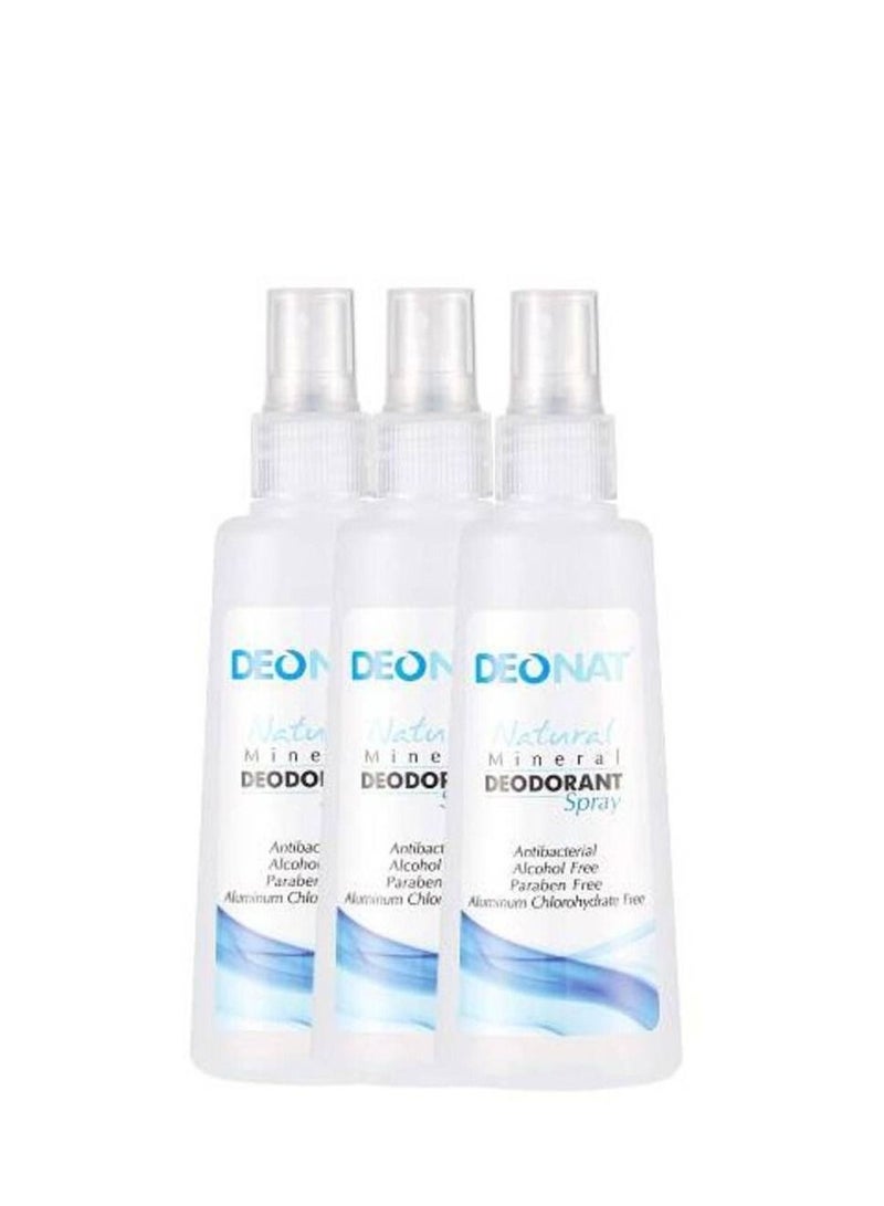 مجموعة بخاخ مزيل العرق من المعادن الطبيعية من 3 قطع 100 مل