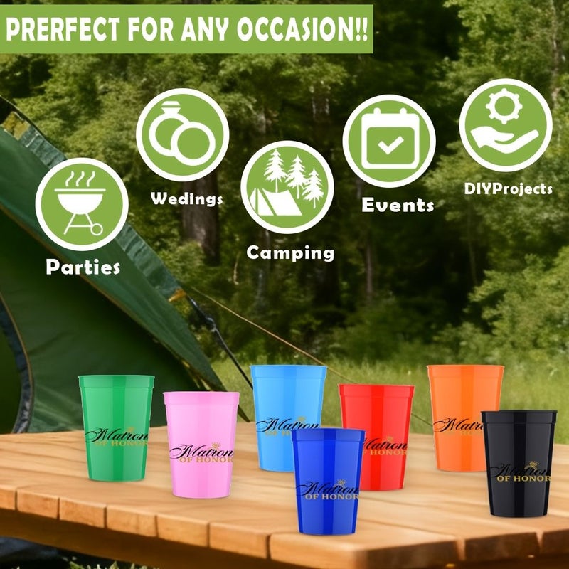 10 Pcs 12 Oz 350 Ml Pink Customizable Plastic Stadium Cup Reusable Large Drink Tumbler For Party Birthday Picnic Sports Event Wedding Gift - Image 3