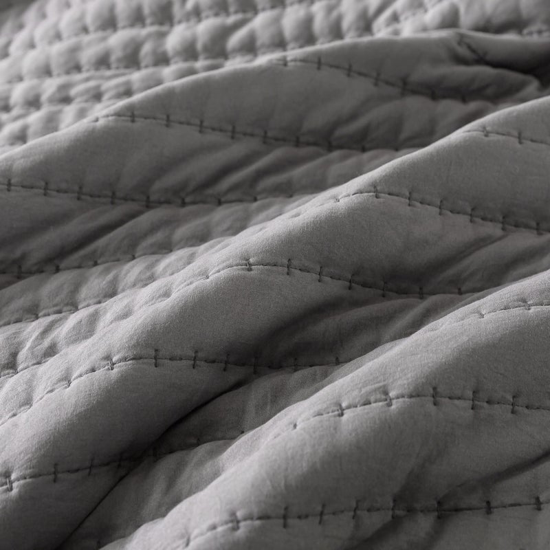 ROARINGWILD Dark Grey Queen Size Quilt Bedding Sets with Pillow Shams, Full Lightweight Soft Bedspread Coverlet, Quilted Blanket Thin Comforter Bed Cover for All Season, 3 Pieces, 90x90 inches - Image 5