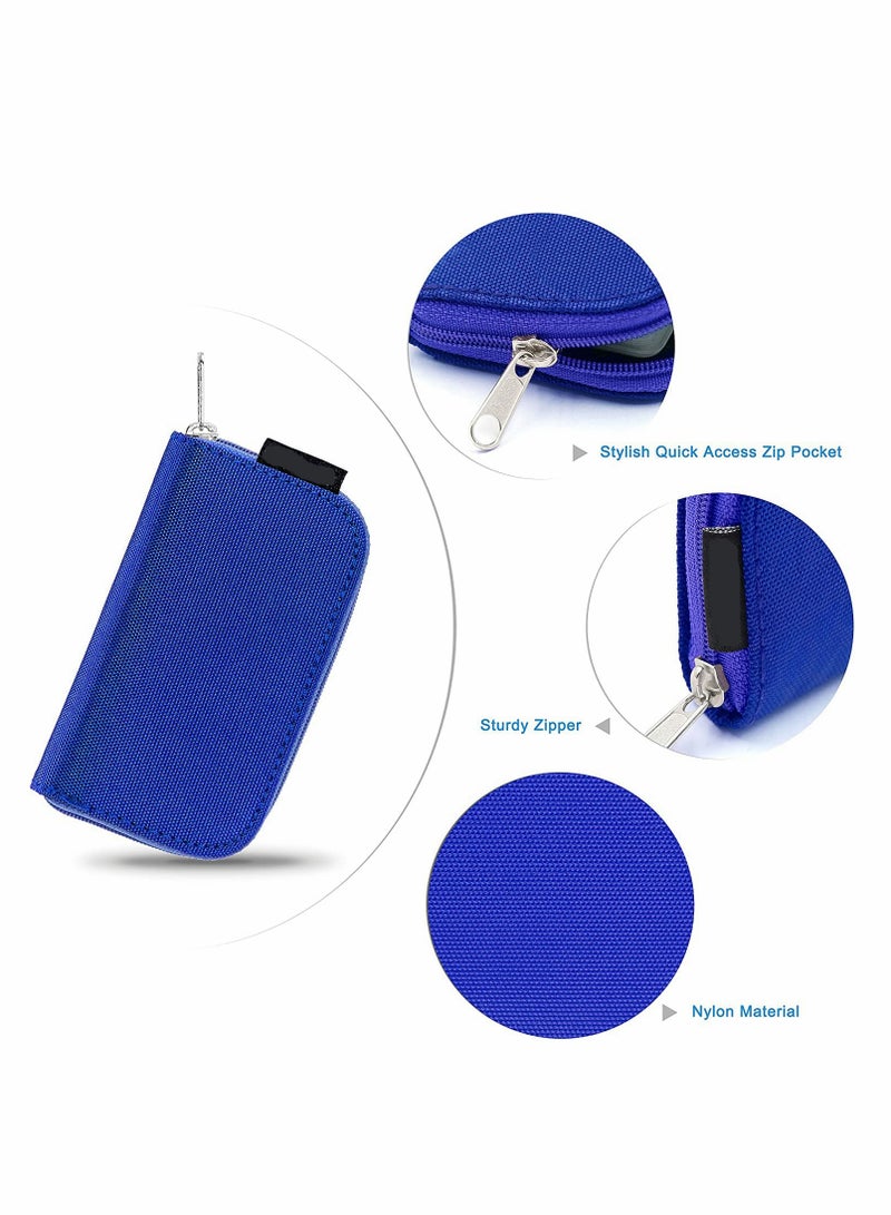 Memory Card Cases 22 Slot Zippered SD Micro SD CF SDXC SDHC MMC Secure Digital Memory Compact Flash Cards Carrying Holder Bags Pouch Organizer Keeper Media Storage Organization 1PCS 8 Pages Blue - Image 3