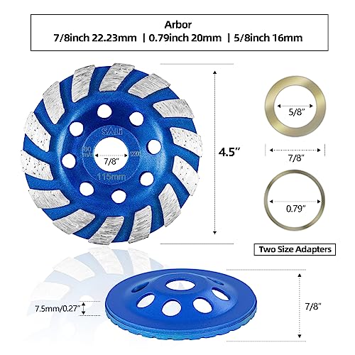 SALI Diamond Concrete Grinding Wheel 4 1/2 inch for Polishing and Cleaning Stone Concrete Surface, Cement, Marble, Rock, Granite, and Thinset Removing, Angle Grinder Segment Wheels Cup 115 * 22.2MM - Image 2