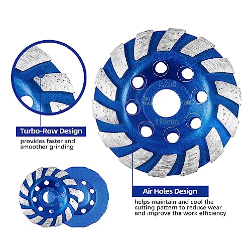 SALI Diamond Concrete Grinding Wheel 4 1/2 inch for Polishing and Cleaning Stone Concrete Surface, Cement, Marble, Rock, Granite, and Thinset Removing, Angle Grinder Segment Wheels Cup 115 * 22.2MM - Image 3
