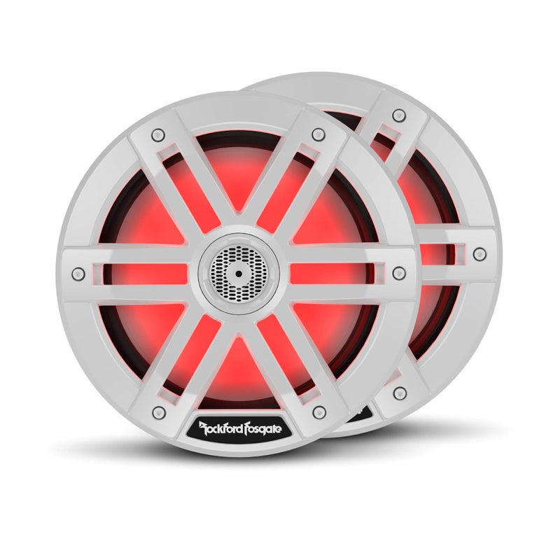 Rockford Fosgate M1-8 Color Optix 8” 2-Way Coaxial Multicolor LED Lighted Marine Speakers - White (Pair) - Image 1