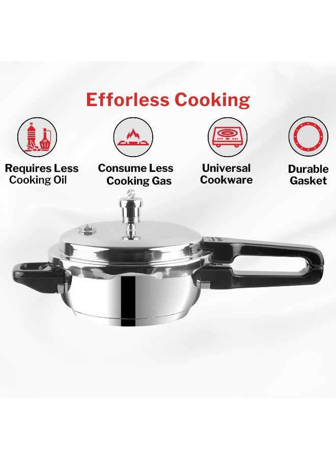 VINOD 3Liters 3 Litre Stainless Steel Pressure Cooker Outer Lid | Sandwich Bottom for Even Heating | ISI & CE Certified | Ultra Hygienic & Durable | Gasket Release System | Induction & Gas Compatible silver - Image 4