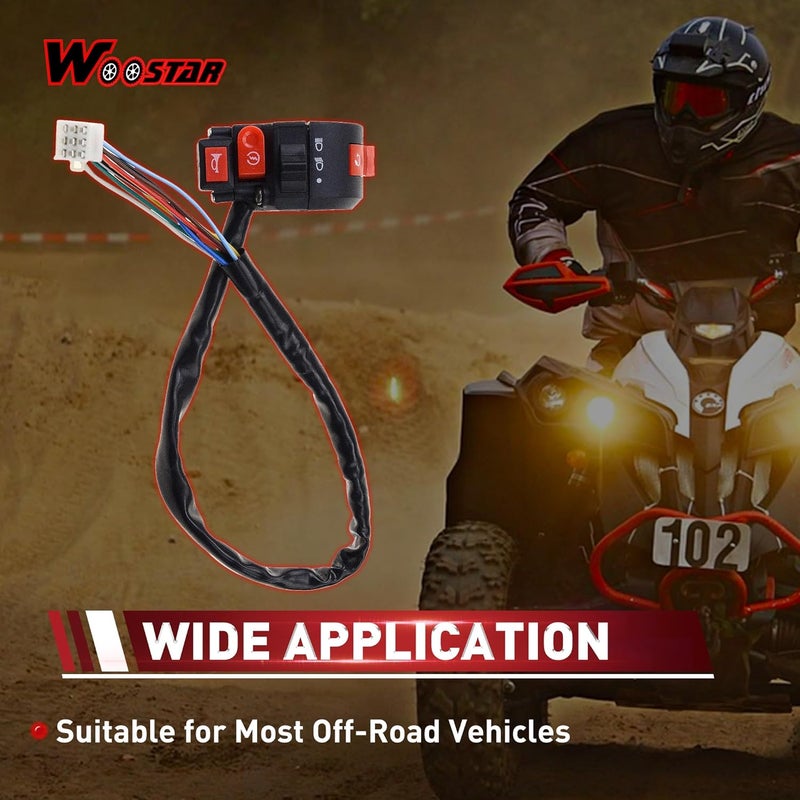 WOOSTAR 7/8" 22mm Handlebar 4 Function Right Start Switch with Horn Button for ATV and Motorcycle - Image 5