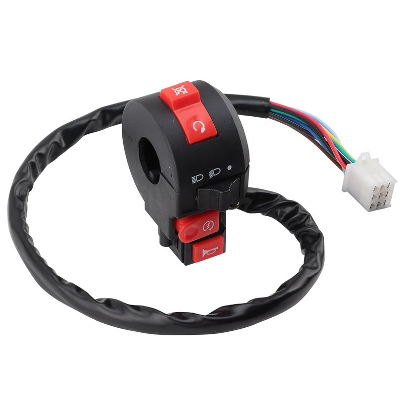 WOOSTAR 7/8" 22mm Handlebar 4 Function Right Start Switch with Horn Button for ATV and Motorcycle - Image 1