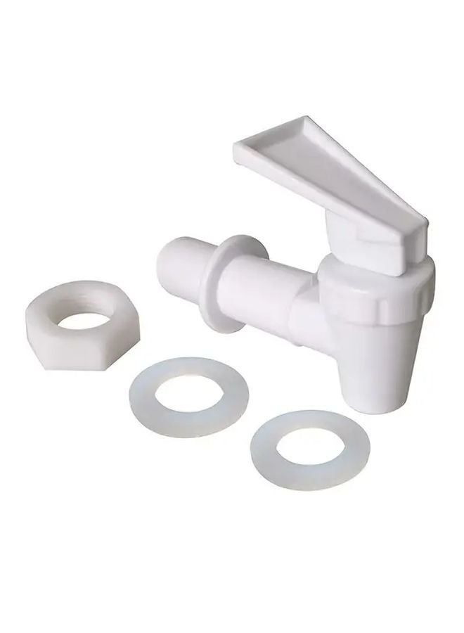 White Replacement Faucet For Water Dispenser With Two Washers And Nut - Image 1