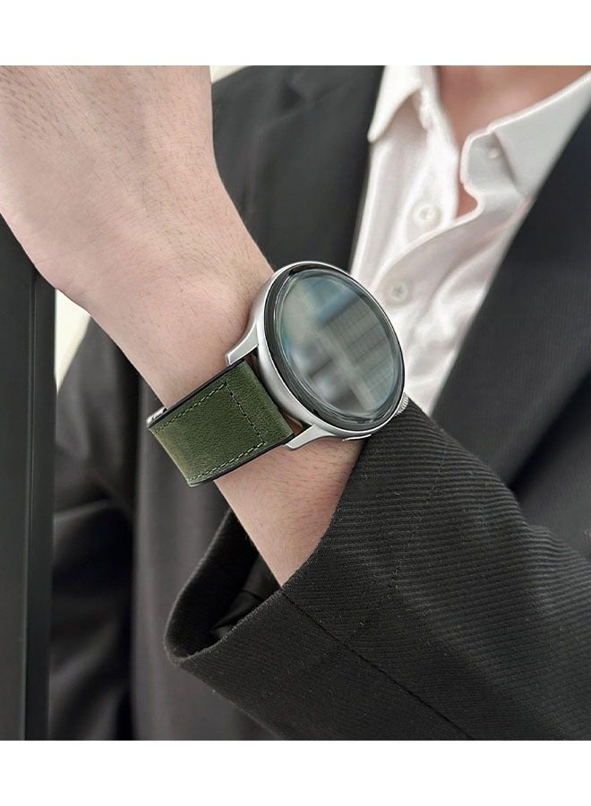 general 22mm Leather Strap For HuaWei GT3/4 and Samsung Galaxy Watch 6   Magnetic Watch Band Fashion and Business Representative,Gift For Men and Women (Green) - Image 3