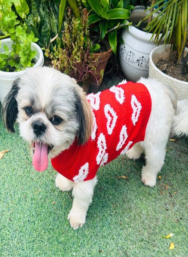 Lulala Turtleneck Dog Sweater - Winter Dog Clothes for Small Dogs, Pet Pullover Jumper with Leash Hole (Red-22 Inch) - Image 1