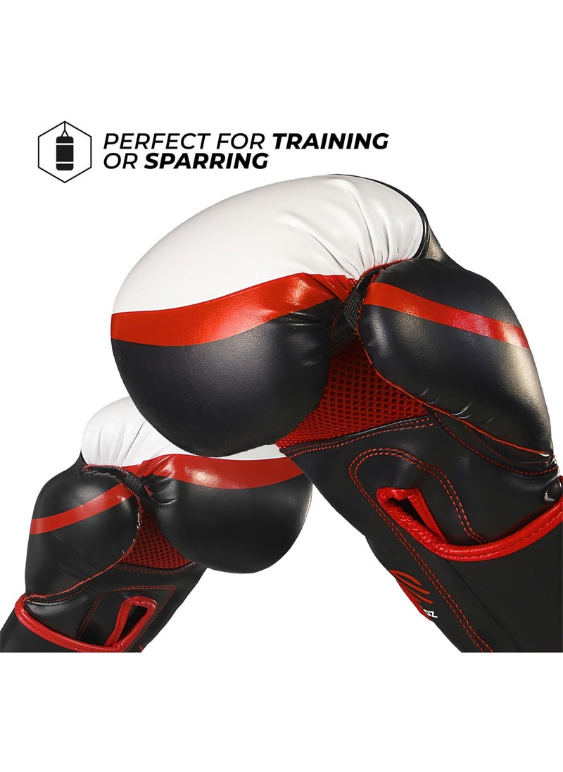 Sanabul  - Essential Gel Boxing Gloves for Men & Women – Pro-Tested Kickboxing, MMA, Muay Thai & Heavy Bag Training Gloves – Shock-Absorbing Gel Padding – Black/Red - Image 1