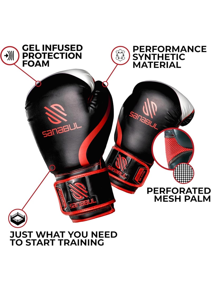 Sanabul  - Essential Gel Boxing Gloves for Men & Women – Pro-Tested Kickboxing, MMA, Muay Thai & Heavy Bag Training Gloves – Shock-Absorbing Gel Padding – Black/Red - Image 1