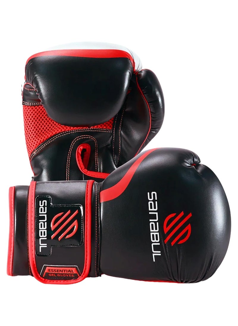 Sanabul  - Essential Gel Boxing Gloves for Men & Women – Pro-Tested Kickboxing, MMA, Muay Thai & Heavy Bag Training Gloves – Shock-Absorbing Gel Padding – Black/Red - Image 1