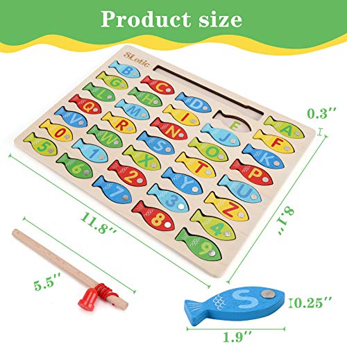 Slotic Magnetic Wooden Fishing Game Toy for Toddlers Alphabet ABC Fish Catching Counting Learning Education Math Preschool Board Games Toys Gifts for 3 4 5 Years Old Girl Boy Kids - Image 5