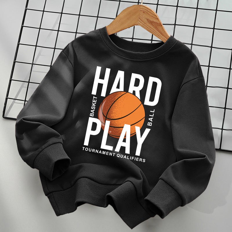 Boys And Girls Children'S Sports Joker Top Cotton Fleece-Lined Thickened Sweat - Image 3