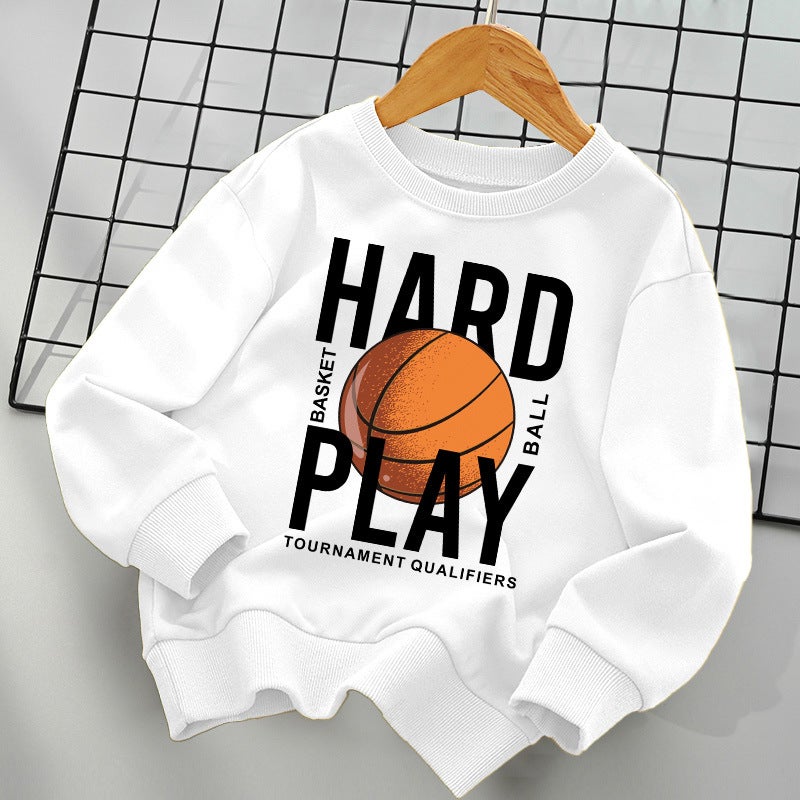 Boys And Girls Children'S Sports Joker Top Cotton Fleece-Lined Thickened Sweat - Image 4