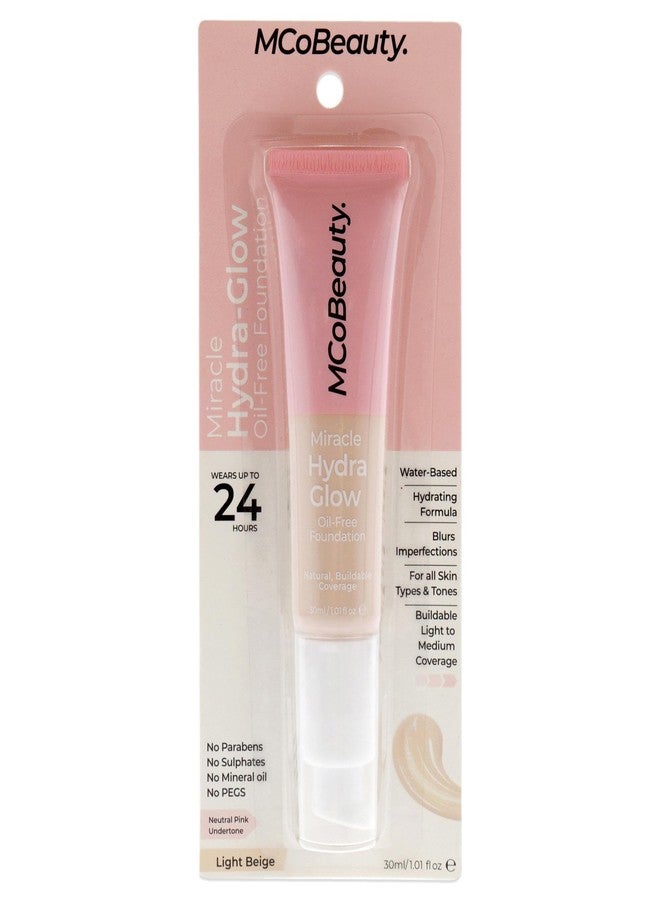 MCoBeauty Miracle Hydra Glow Oil-Free Foundation - Water-Based, Light-Medium Coverage - Features A Natural Satin Finish - Ultimate Radiant Base - With A Second-Skin Feel - Light Beige - 1 Oz - Image 1