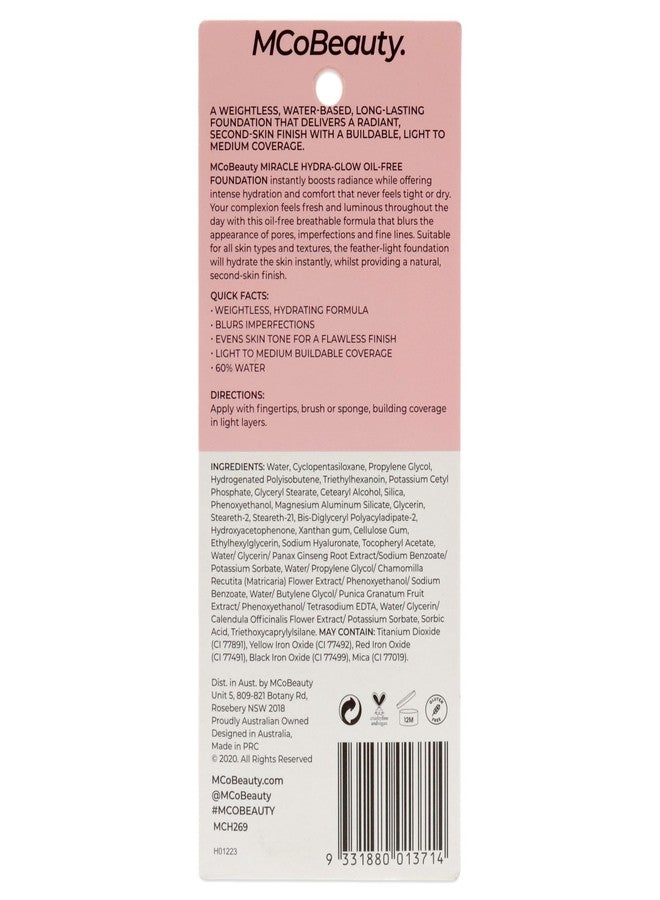 MCoBeauty Miracle Hydra Glow Oil-Free Foundation - Water-Based, Light-Medium Coverage - Features A Natural Satin Finish - Ultimate Radiant Base - With A Second-Skin Feel - Light Beige - 1 Oz - Image 2