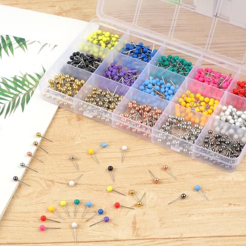 Utron 810 PCS Map Pins, 1/8 Inch Map Tacks, Colored Push Pins, 15 Assorted Colors (Each Color 54 PCS) in Map Push Pins, Push Pins for Bulletin Board - Image 4