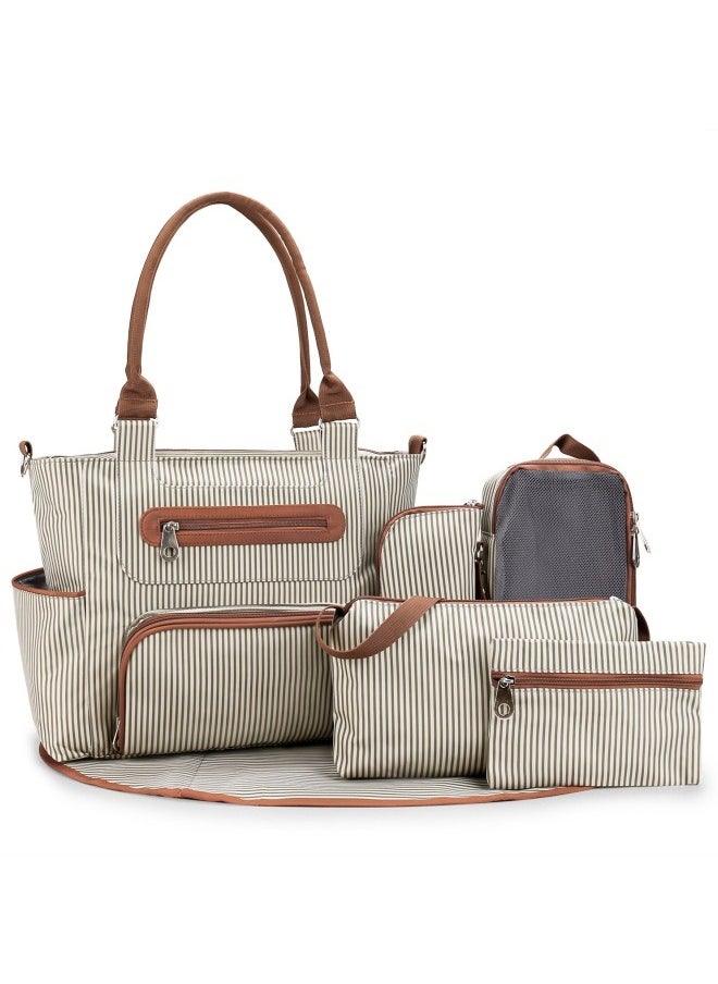 ABOUTBABY - Diaper Bag 6 pieces set nappy tote bag large capacity for baby mom dad Travel Bag Newborn Nappy Bag with Changing Pad - Image 1