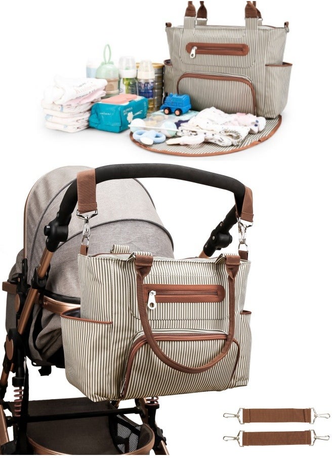ABOUTBABY - Diaper Bag 6 pieces set nappy tote bag large capacity for baby mom dad Travel Bag Newborn Nappy Bag with Changing Pad - Image 1