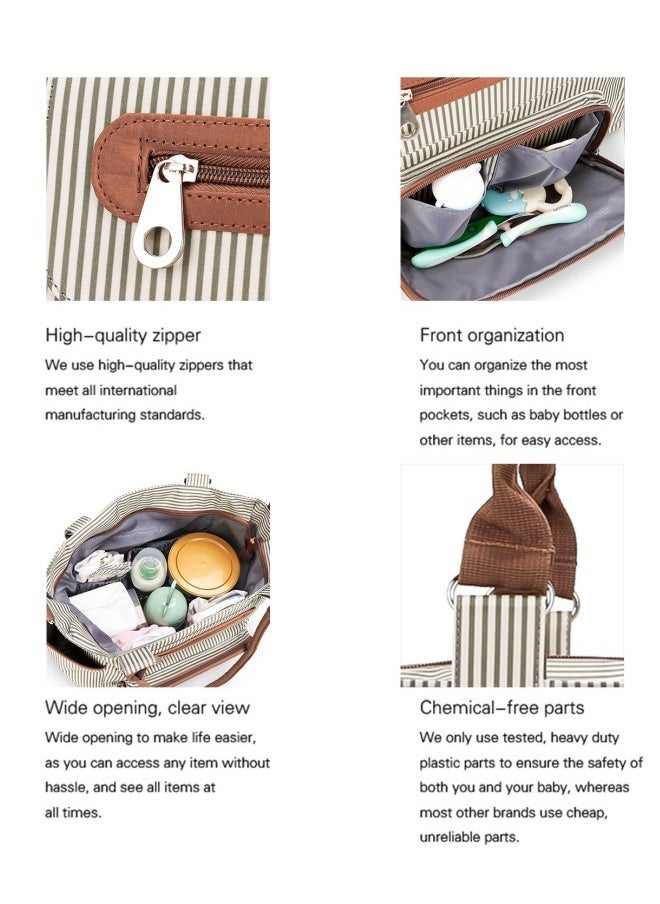 ABOUTBABY - Diaper Bag 6 pieces set nappy tote bag large capacity for baby mom dad Travel Bag Newborn Nappy Bag with Changing Pad - Image 1