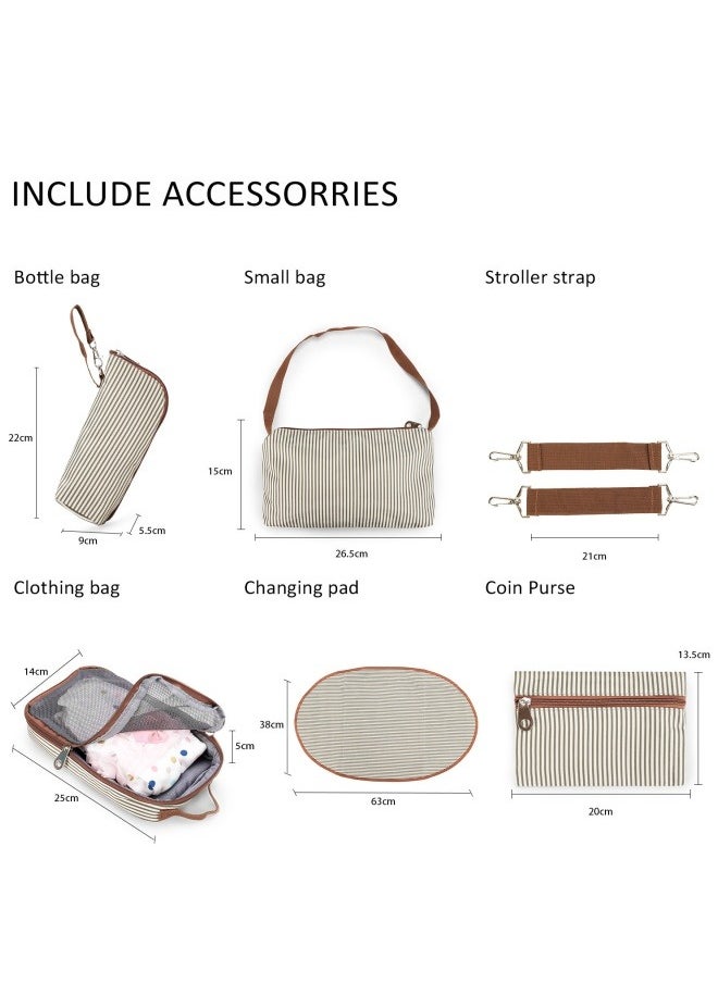 ABOUTBABY - Diaper Bag 6 pieces set nappy tote bag large capacity for baby mom dad Travel Bag Newborn Nappy Bag with Changing Pad - Image 1
