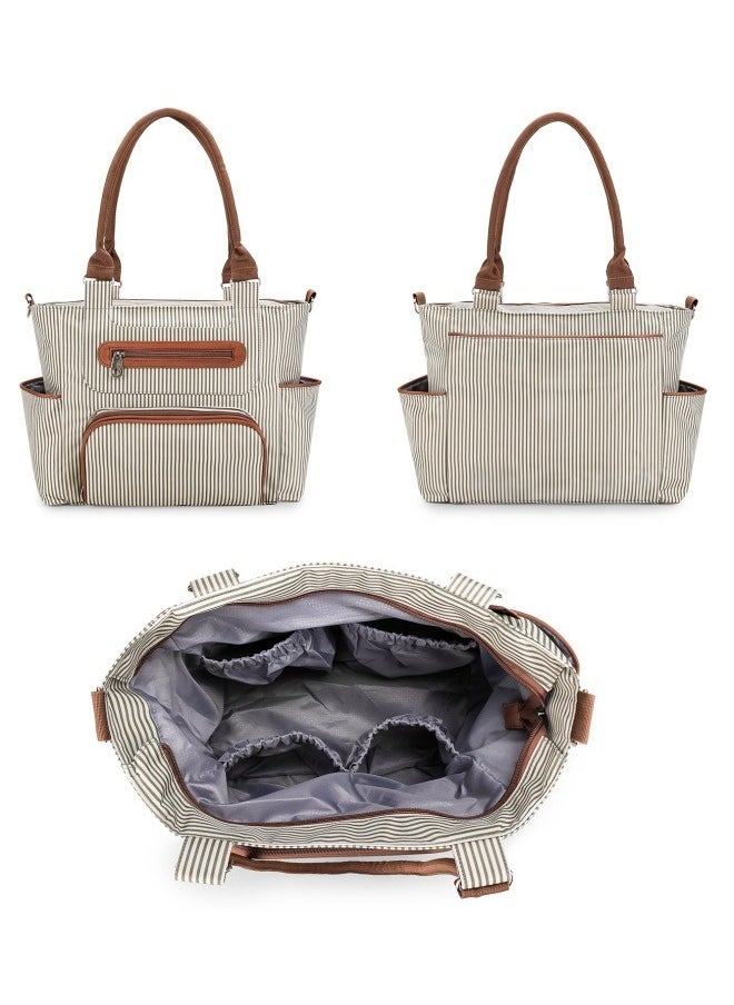 ABOUTBABY - Diaper Bag 6 pieces set nappy tote bag large capacity for baby mom dad Travel Bag Newborn Nappy Bag with Changing Pad - Image 1