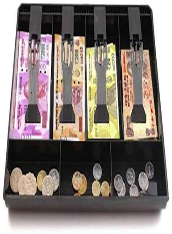 LAYZOO ABS Cash Tray, 4 Cash/Bills and 3 Coin Compartment Cash Drawer Safe Box | Black - Image 1