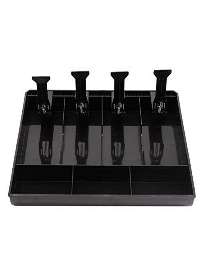 LAYZOO ABS Cash Tray, 4 Cash/Bills and 3 Coin Compartment Cash Drawer Safe Box | Black - Image 2
