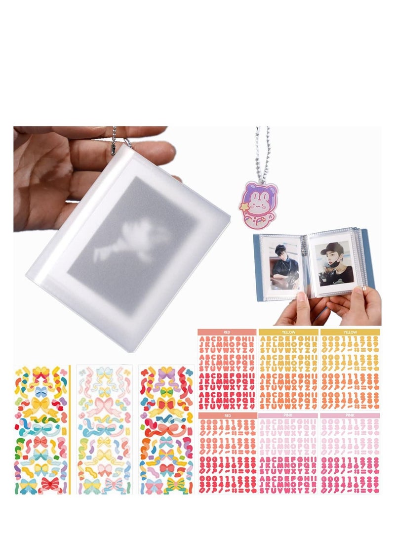 SYOSI One Hand Kpop Photocard Holder Book Binder Photo Card Holders Sleeves for Album Trading Cards Instax Mini Film Polaroid Camera with 9 Sheets Kawaii Korean Stickers  - Image 1
