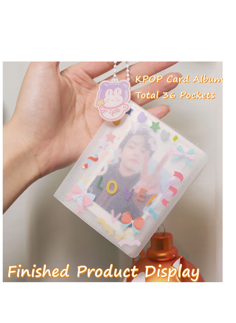 SYOSI One Hand Kpop Photocard Holder Book Binder Photo Card Holders Sleeves for Album Trading Cards Instax Mini Film Polaroid Camera with 9 Sheets Kawaii Korean Stickers  - Image 2