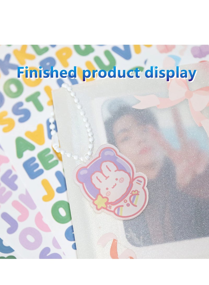 SYOSI One Hand Kpop Photocard Holder Book Binder Photo Card Holders Sleeves for Album Trading Cards Instax Mini Film Polaroid Camera with 9 Sheets Kawaii Korean Stickers  - Image 5