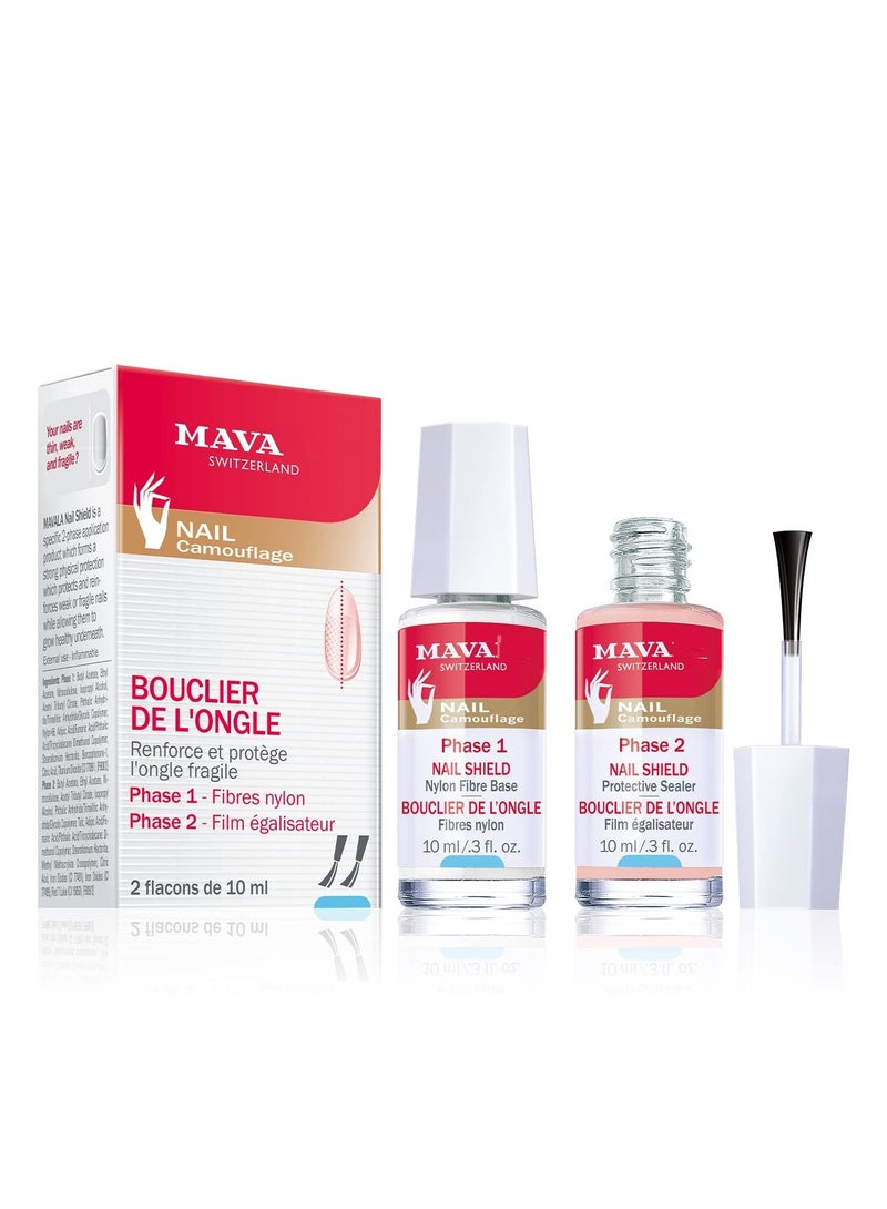 Nail Shield, 2 Count, Phase 1 & 2, Clear Nail Polish Top Coat, Nail Strengthener, Nail Growth & Nail Hardener Treatment, Nail Care and Repair for Brittle or Split Nails