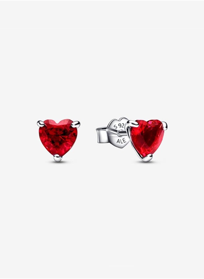 Generic - cubic zirconia women's 925 silver red heart-shaped earrings - Image 1