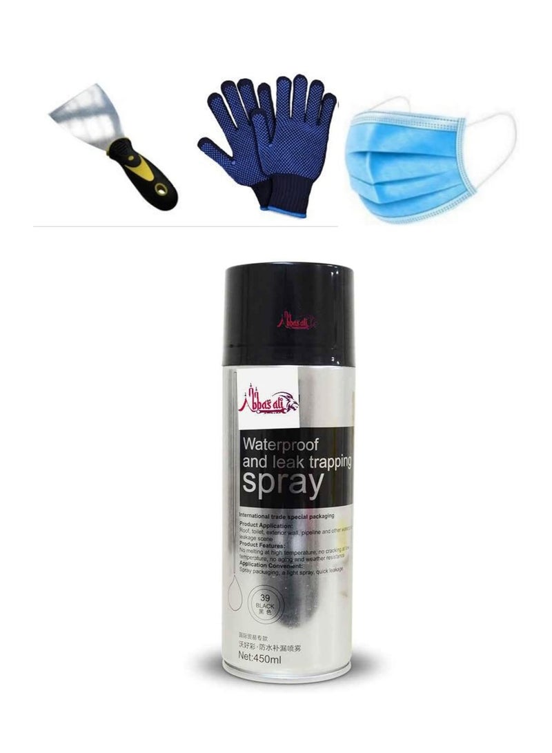 ABBASALI Waterproof And Leak Trapping Spray 450ml With 5pcs Face Mask, Gloves & 3" Scrapper - Image 1