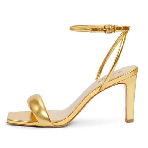 Modatope Gold Heels for Women Open Toe Strappy High Heels Ankle Strap Sandals Womens Size 7.5 - Image 2