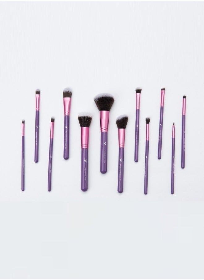 daroge - Multipliable 12 Pieces Professional Makeup Brush Set Uni Purple - Image 1
