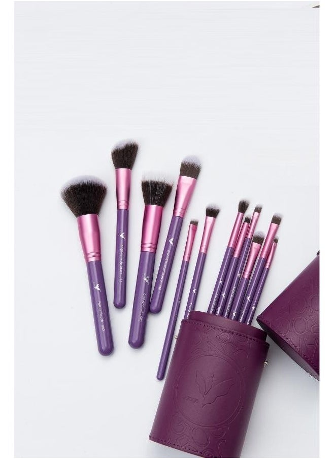daroge - Multipliable 12 Pieces Professional Makeup Brush Set Uni Purple - Image 1
