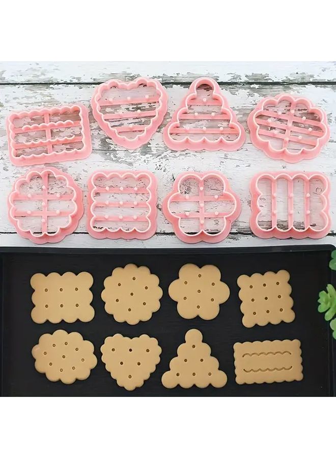 Vintage Set Of 8 Wave Dot Cookie Cutters Lace And Polka Dot Baking Tools Fondant Cutting - Image 2