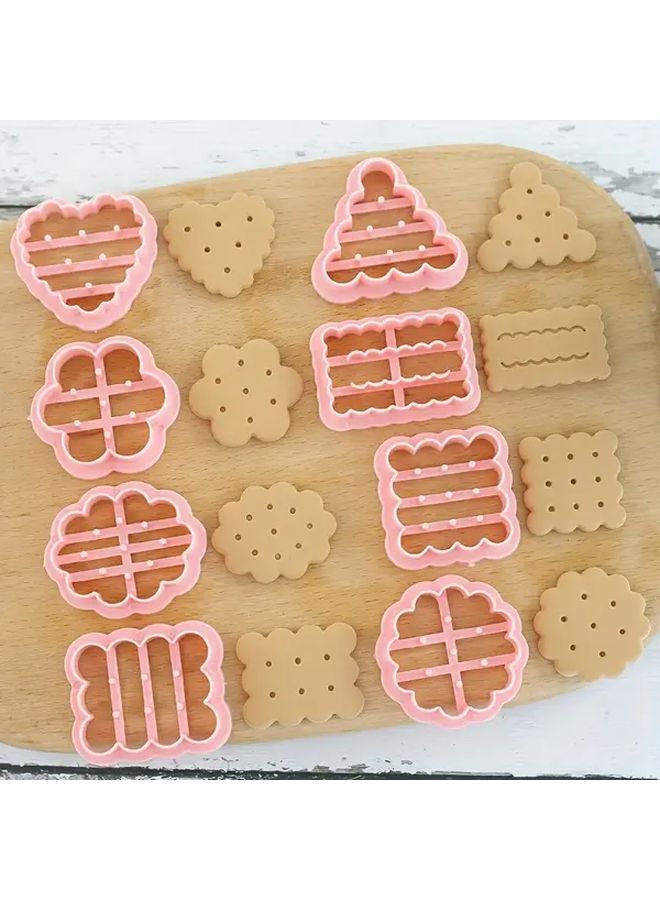 Vintage Set Of 8 Wave Dot Cookie Cutters Lace And Polka Dot Baking Tools Fondant Cutting - Image 1