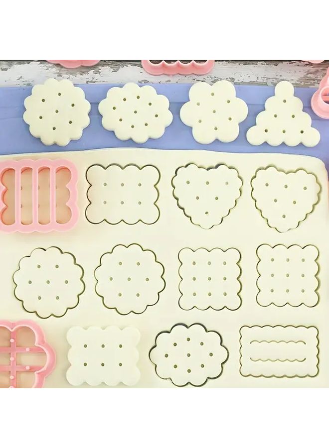 Vintage Set Of 8 Wave Dot Cookie Cutters Lace And Polka Dot Baking Tools Fondant Cutting - Image 4