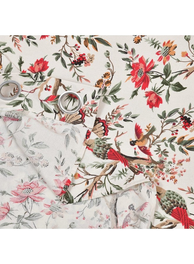 Amigos® 100% Cotton Curtains for Door Bedroom, Living Room, Home Décor Fashion Printed Set of 2 Curtains with Stainless Steel Rings (Red Bird, Door-7feet) - Image 4