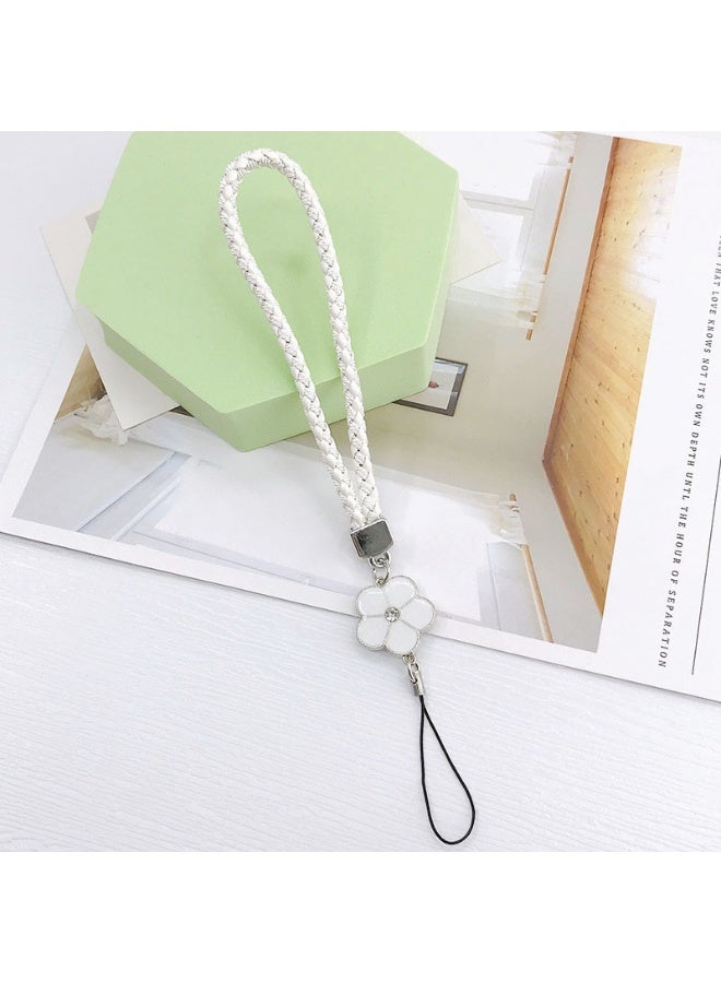 NIBEMINENT Phone Charm/ Chain Strap for Women Girls, Woven Rope Leather Cell Phone Case Lanyard Wrist Strap，A055/White