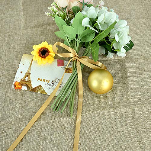 TONIFUL 3/8 Inch x 100yds Gold Satin Ribbon Thin Solid Fabric Ribbons Roll for Gift Wrapping Invitation Floral Hair Balloons Craft Sewing Party Wedding Popsicles Decoration Valentine's Day Bouquet - Image 5