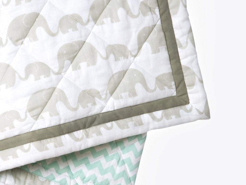 Masilo Organic Cotton Quilted Blanket for Babies-Cradle Organic Cotton Softest Baby Blanket Quilt for Babies 0 to 3 Years - Elephant Parade-Grey - Image 3