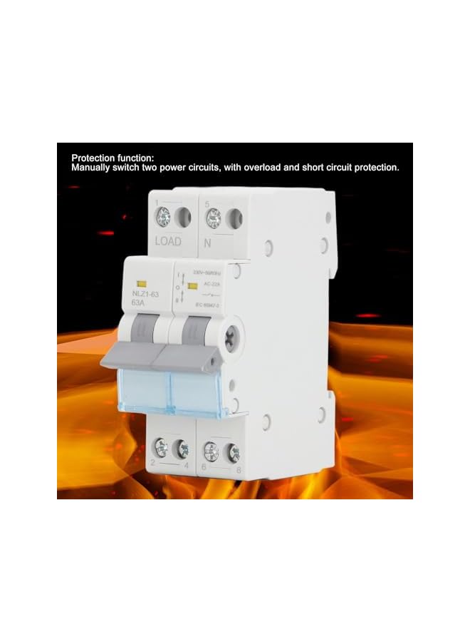 PROMASS promass 230VAC 63A Dual Power Manual Transfer Switch, Side Interlock, Overload and Short Circuit, Silver Contacts, Automatic Transfer Switch for RV, Home, Generator  - Image 2