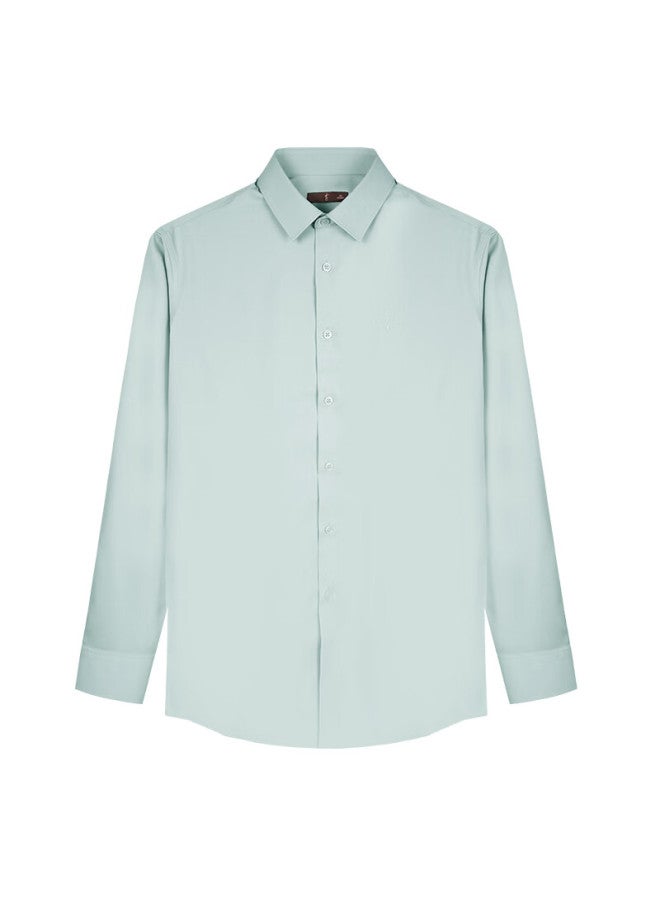 Tries Men's Long Sleeve Modal Silk Business Solid Color Embroidered Professional White Shirt Oriental Minimalist Luxury Style - Image 5