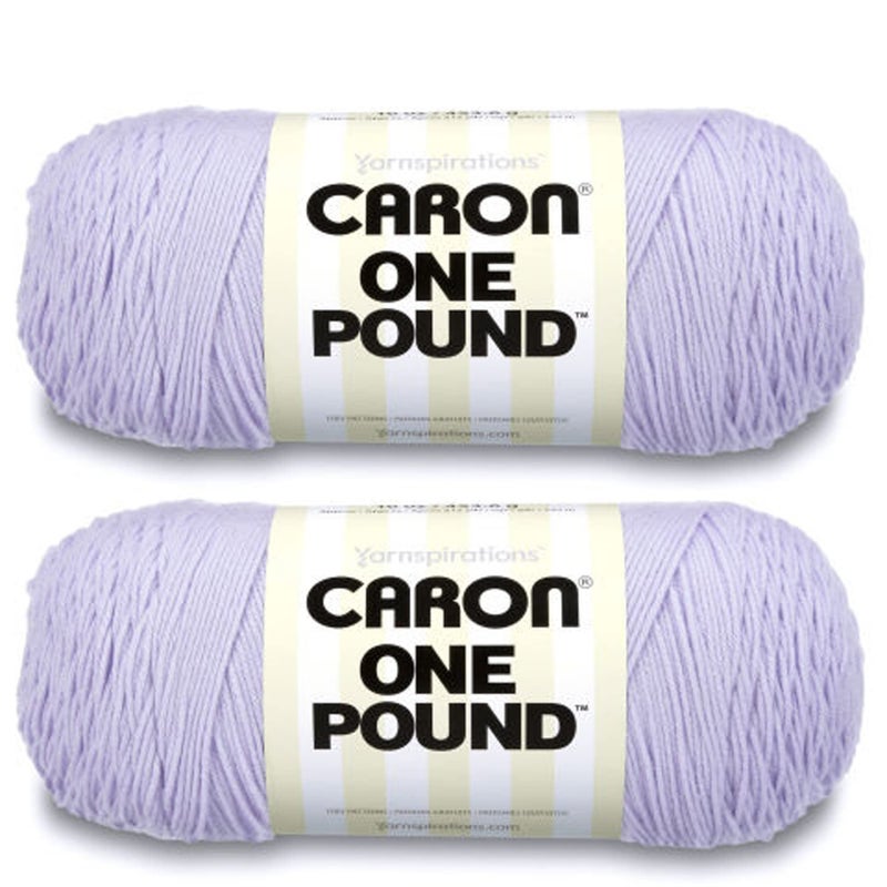 Caron One Pound Lilac Yarn  2 Pack of 454g16oz  Acrylic  4 Medium Worsted  812 Yards  KnittingCrochet