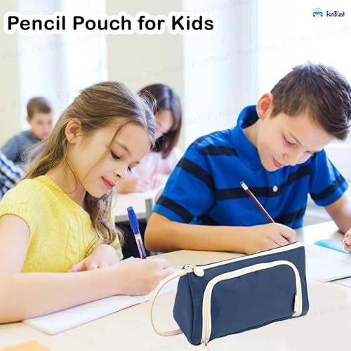 FunBlast Pouch for Girls - Multipurpose Zipper Pouches for Kids & Adults, Stationary Organizer Bag, Makeup Pouch, Cosmetic, Toiletry Bag, Water Resistance Pouch for Travel Accessories (Navy Blue) - Image 5